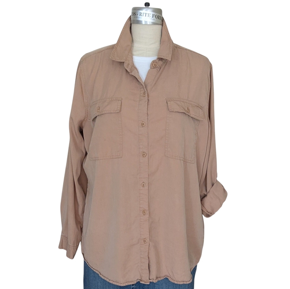 Time & Tru Tan Button Up Shirt Size XL